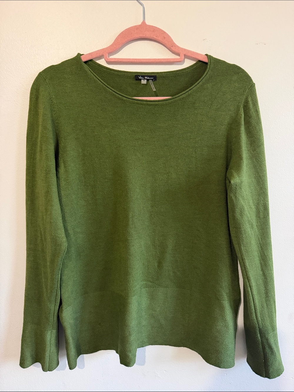 Vila Milano Olive Green Long Sleeve Crewneck Knit Top